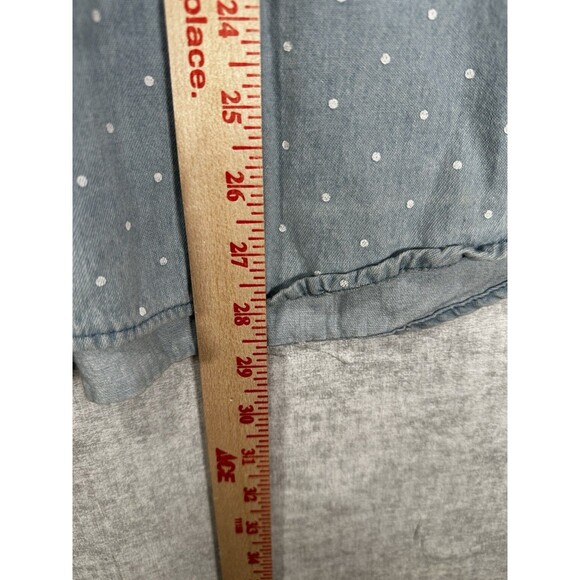 Cotton On Blue White Polka Dot Cotton Sleeveless Button Top Chambray Tank Small - Picture 3 of 6